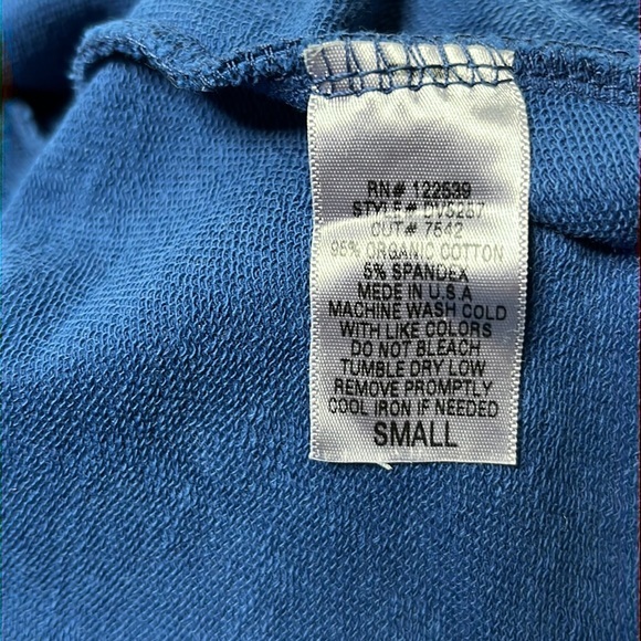 AVANI Womens Distressed Blue Front Zippered Sweat Jacket - Picture 5 of 8